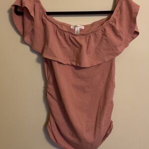Women's Pink Ruffle Top Maternity